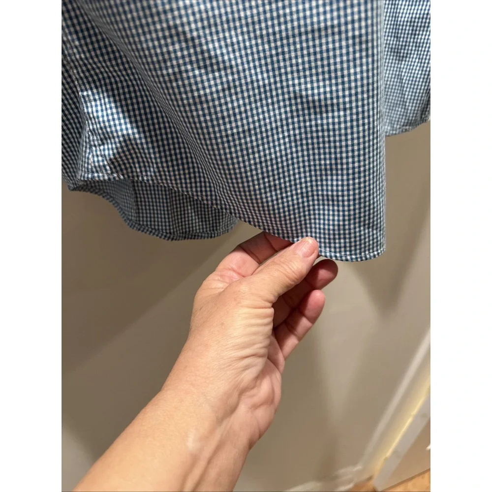 Banana Republic Non-iron Slim Fit Long Sleeve Mens Shirt L 16.5x33 Blue Check